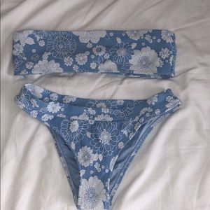 blue floral triangl bikini